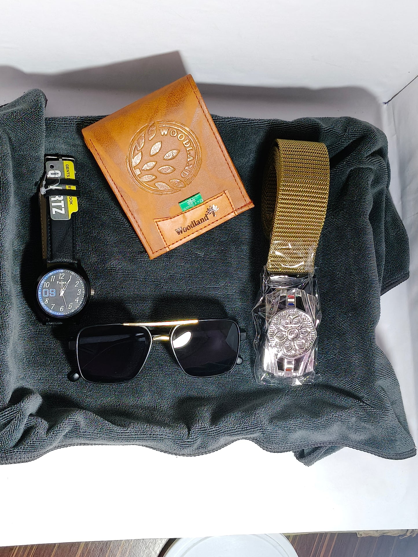 Dapper Men’s Combo Box – Watch, Belt, Wallet & Sunglasses