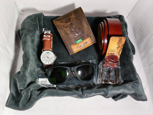 All-in-One Men’s Accessory Combo – Watch, Belt, Wallet & Sunglasses