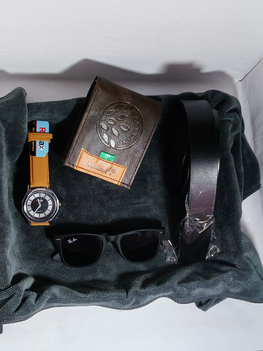 Elite Men’s Gift Set – Watch, Belt, Wallet & Sunglasses