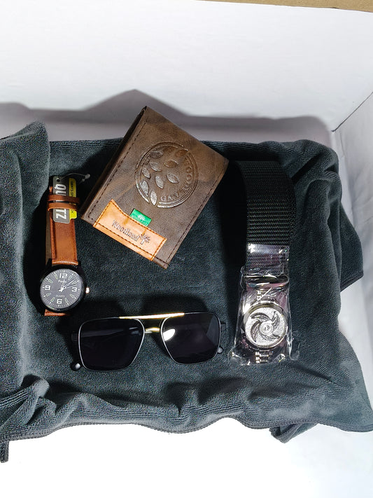 Men’s Classic Gift Pack – Watch + Belt + Wallet + Sunglasses