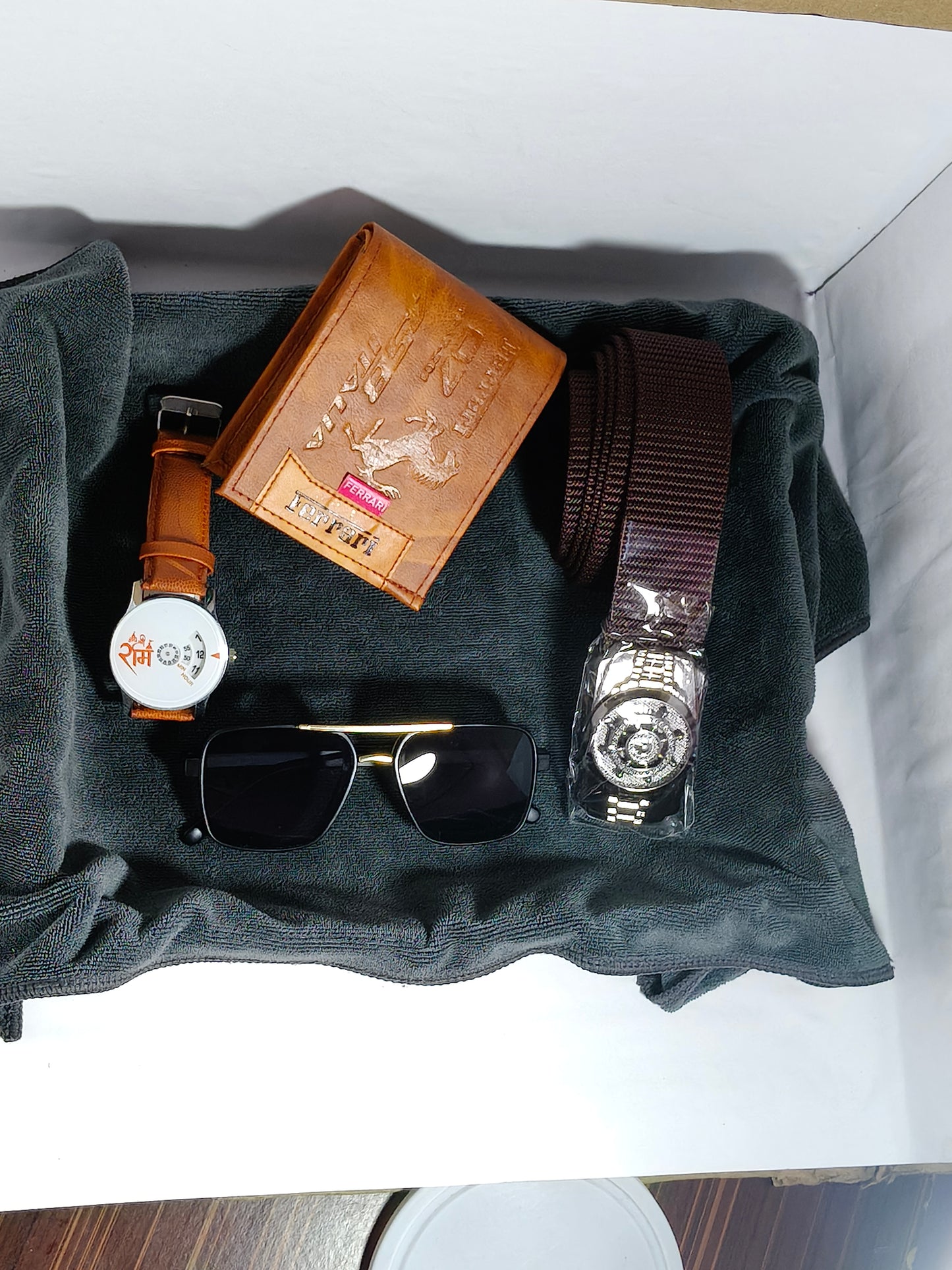 Men’s Trendsetter Combo Set – Watch, Belt, Wallet & Sunglasses